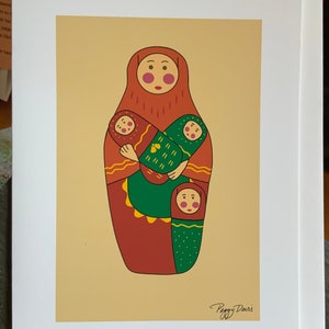 Matryoshka card, Christmas decoration, Earrings