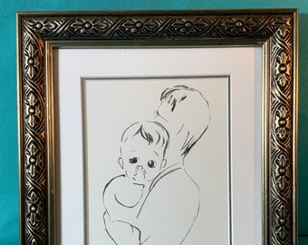 Card, Print–Dad and Baby Drawing