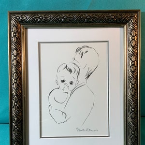 Dibujo de tarjetas, impresiones: papá y bebé