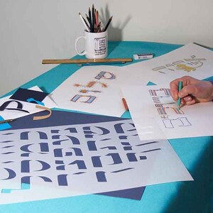 NEW! 2 sizes Hebrew calligraphy letter stencils image 2