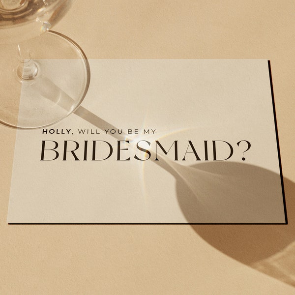 Will You Be My Bridesmaid  | Modern Digital Bridesmaid Proposal Card Template | Minimalist | Boho Bridesmaid Proposal | Editable Instant DIY