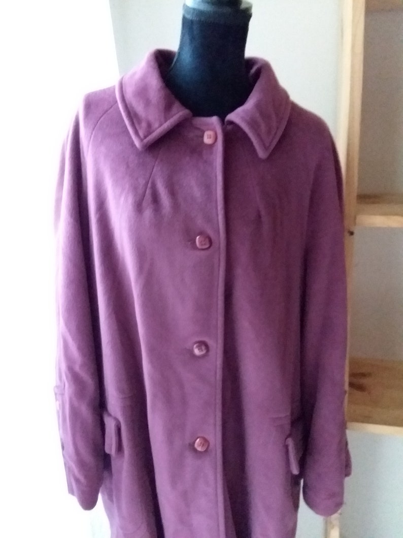 Vintage Sherwood Of Ohio Womens Swing Coat Purple Fleece Pockets Raglan Sleeves Size Extral Large Xl