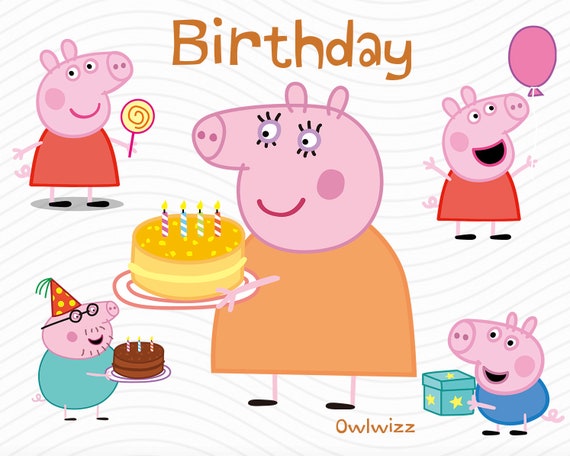 Birthday Peppa Pig 25 Pngs Peppa Pig Invitation Clipart Cricut Silhouette Printables Nursery Decor Bedroom Decor Shirt Design Card