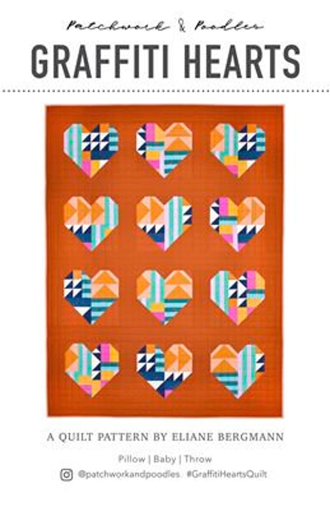 Patchwork and Poodles Quilt Patterns Graffiti Hearts Quilt Pattern Etsy