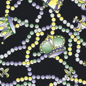 Fabric Finders Faabric - Mardi Gras Beads and Crowns Fabric