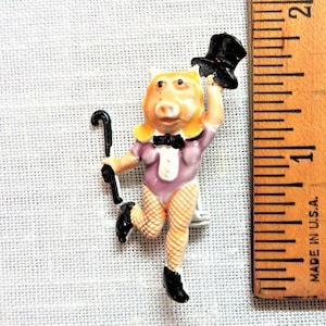 Pig Tap Dancer Brooch: Vaudeville Metal Pin, 1.75&quot;