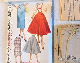 1950s Factory Folded Waist 25 12 Junior Miss Simplicity 1281 Skirt Pattern