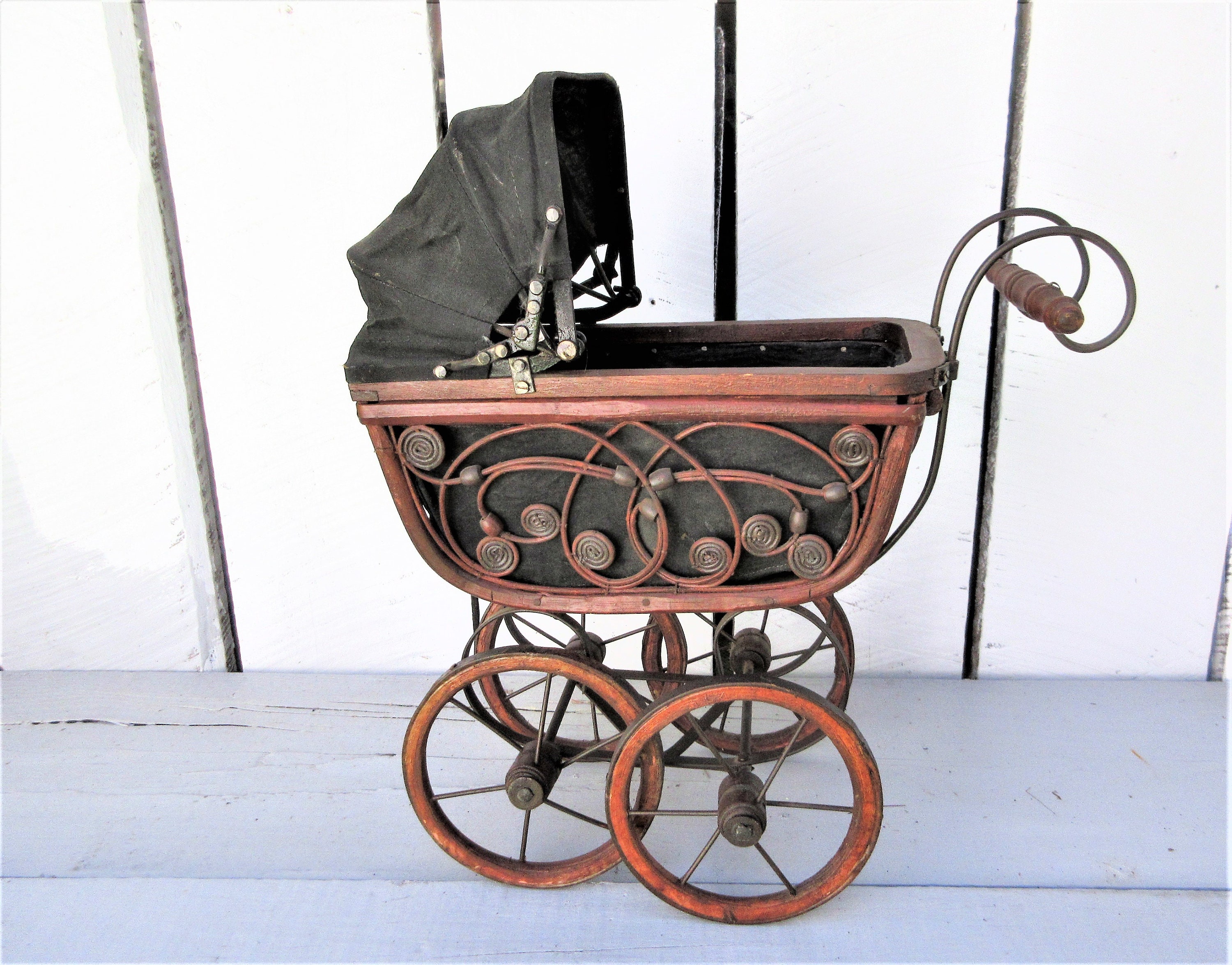 Vintage Doll Buggy Doll Pram With All Working Parts. Wood Etsy