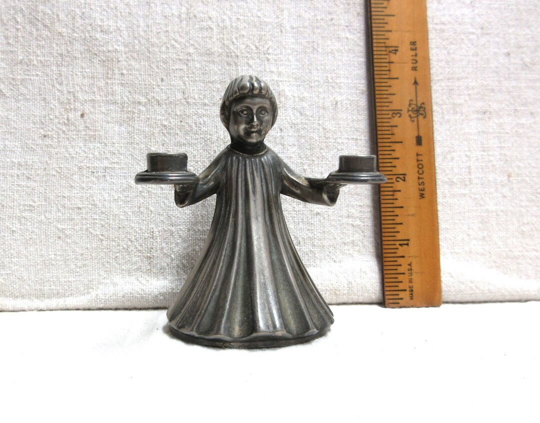 Small Choir Girl Candle Holder, Marked Italy Holds Small Candles. It is