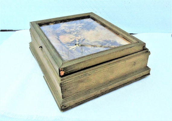 Antique Wood Dresser Box Victorian Dresser Box Lithograph Etsy