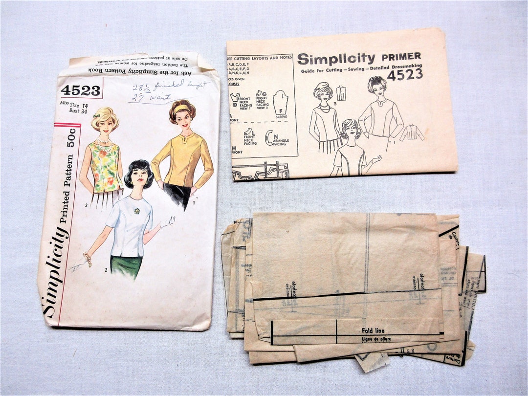 1950s Blouse Pattern Women's Size 14. Simplicity 4523 - Etsy