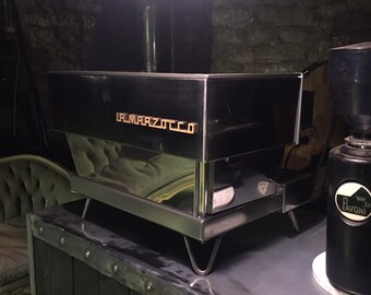 Vintage 80's La Marzocco 2 Group Espresso Machine Fully Restored Stainless Steel Olivewood Burl Mid Century Style
