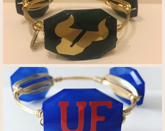 University of Florida Gator or USF Bulls Wire Wrapped Bangle Bracelet