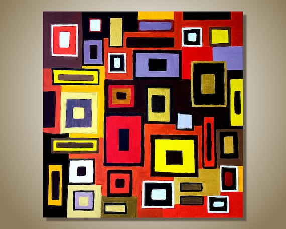 SALE Geometric abstract art original painting multicolored