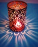 Luminaries, lanterns, metal candle holder, welded art. Tin can lantern. Recycled art. Tin anniversary gift, tin, STRAIGHT SCALLOP PATTERN 