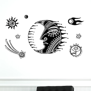 Wall Decal Moon Star Space Universe Comet Mural Vinyl Decal Sticker ...