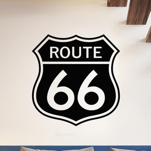 Route 66 Vinyl Wall Decal U. S. American Mother Road Trip Highway Sign Cars Themed Decor Boys Bedroom Decoration Stickers Mural (#9063dg)