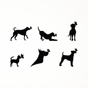 Dogs and Butterflies Vinyl Wall Decal Pet Shop Vet Clinic Decor Grooming Salon Veterinary Decoration Window Art Stickers Mural (#033dl)