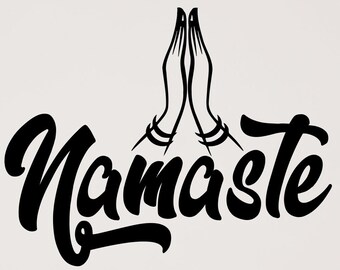 Namaste Praying Hands Vinyl Wall Decal Sign Yoga Studio Decor Art Stickers Mural (#6302di)