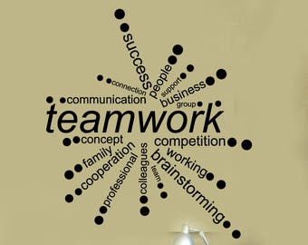 Teamwork Vinyl Wand Aufkleber Büro Space Inspirierende Worte Business Aufkleber Wandbild (#2548di)