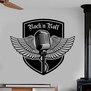 Wall Decal Music Rock Guitar Microphone Vinyl Sticker Mural Art 1588dz