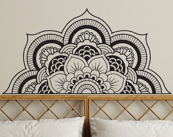 Boho Half Mandala Vinyl Wall Decal: Yoga Studio Decor (#6140di)