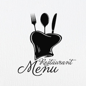 Calcomanía de vinilo para pared con menú de restaurante, letrero para ventana, puerta, cubiertos, sombrero de chef, idea de decoración para cocina, pegatinas para interiores, mural (#020dl)