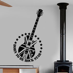 Wall Vinyl Music Guitar Rock Star England Flag Guaranteed Quality Decal 1696dz
