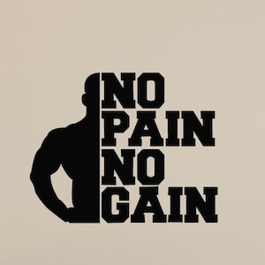 No Schmerz, kein Gewinn Vinyl Wandaufkleber Zitat Home Gym Inspiration Spruch Fitness-Studio Sport Motivations-Wörter Dekor-Aufkleber Wandbild (#082dl)