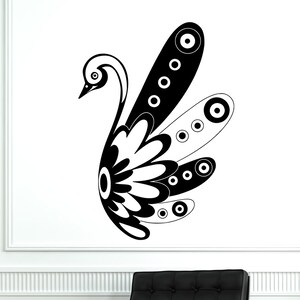 Sticker Decal Swan oiseau noir et blanc ornement Tribal Mural vinyle autocollant 1881dz image 1