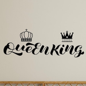 Adesivo da parete in vinile Queen King Crowns Royal Master Bedroom Decoration Above Bed Headboard Art For Newlyweds Anniversary Stickers Mural (#113dl)