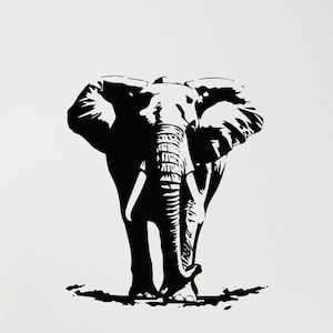 Elephant Vinyl Wall Decal Safari Animal Nursery Kids Room Decoration Peel and Stick Baby Room Decor Window Art Stickers Mural (#079dl)