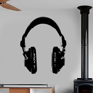 Wall Vinyl Music Headphones Head Phones Rock Pop Guaranteed Quality Decal Mural Art 1533dz image 1