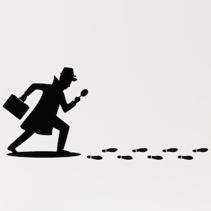 Detective Vinyl Wall Decal Silhouette Crime Traces Sleuth Agency Policeman Playroom Decor Game Room Decoration Art Stickers Mural (#7787dg)