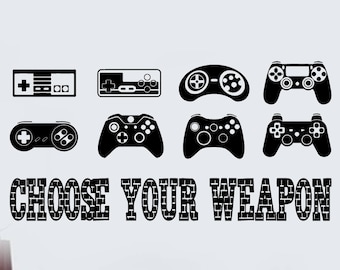Gamer Quote Vinyl Wall Decal Video Game Controllers Gamepads Stickers Mural  (#2551di)