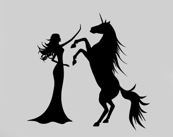 Wall Vinyl Decal Fairy Unicorn Nursery Room Kids Children Decor Mural Art 1475dz