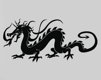 Wall Vinyl Decal Dragon Asian Oriental Symbol of Good Fortune Totem Decor (#2414dn)