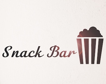 Snack Bar Vinyl Wall Decal Popcorn Words Quote Decor Stickers Mural 3163di 22.5 in X 9 in