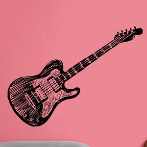 Wandaufkleber E-Gitarre 57x57 Cm – Dunkelblau, Abziehbar | Deko Für Wohnzimmer, Jugendzimmer & Musikraum