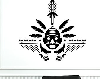 Wall Decal Africa African Mask Symbol Ornament Tribal Mural Vinyl Decal 1720dz