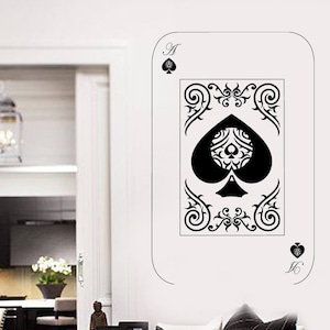 Wall Vinyl Decal Playing Cards Deck Ace of Spades Poker Play Room and Casino Decor (#2687dn)