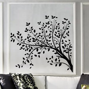 Wall Vinyl Decal Tree Branches With Leaves Nature Landscape Modern Art ...