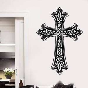 Wall Vinyl Decal Openwork Cross Pattern Decoration for  Living Room (#2712dn)