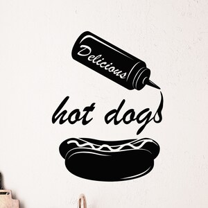 Hot Dog Vinyl Wall Decal Fast Food Truck Snack Bar Decor Kitchen Art Stickers Mural (#3009di)