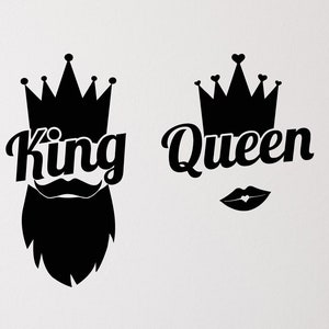Adesivo da parete in vinile King Queen Crown Lips Beard Beauty Salon Adesivi murali (#5171dg)