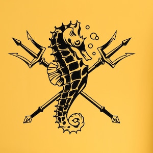 Seahorse Vinyl Wall Decal Trident Animal Marine Ocean Sea Stickers Mural (#1181dg)