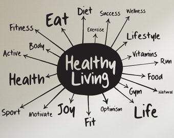 Inspirerende gezond leven vinyl muur sticker-gezondheid motiverende Home Gym decor stickers muurschildering (#6167di)