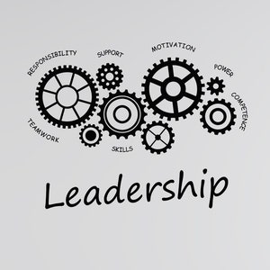 Leadership Vinyl Wall Decal Teamwork Office Decoration Skills Classroom Motivational Words Art Gears Business Team Stickers Mural (#006dl)