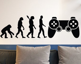Gaming Evolution Vinyl Wall Decal Controller Video Games Theme Gamer Room Decor Idea Stickers Mural (#6264di)