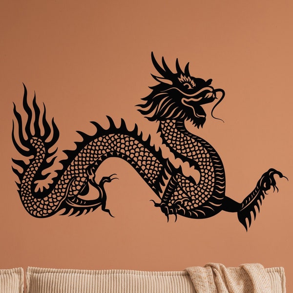 Chinese Dragon Vinyl Wall Decal Asian Style Fantasy Beast Horoscope Astrology Stickers Mural (#1153da)
